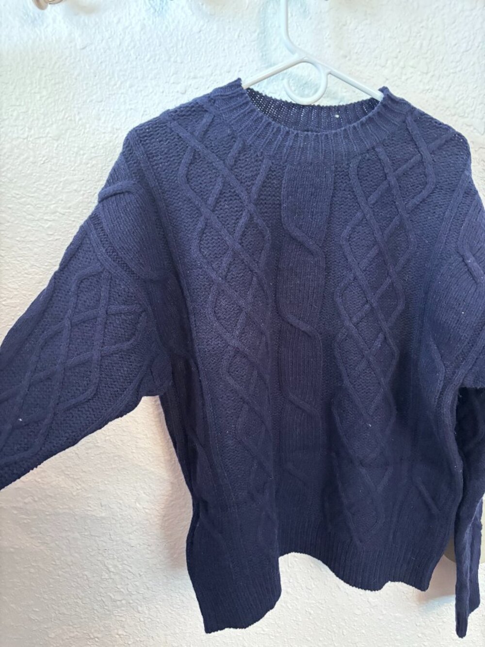 Vintage Gap Women’s Navy Wool Cable Knit Fisherman Sweater S Outdoor Warm Ski